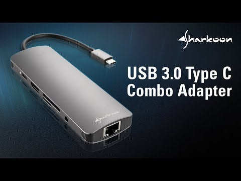 EAN 4044951026739 - Sharkoon USB 3.0 Type C Combo Adapter tarjeta y adaptador de interfaz HDMI, RJ-45, USB 3.2 Gen 1 (3.1 Gen