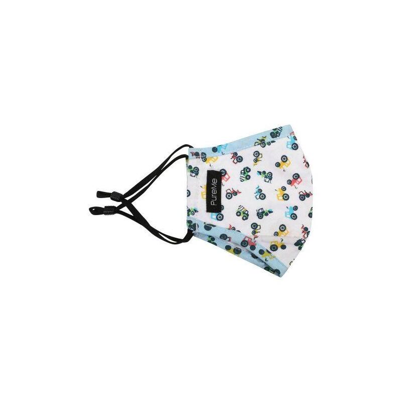 Pureme Reusable / Adjustable Mask Kids 2 Pcs N95 Filters Inside The Package Tractor Print