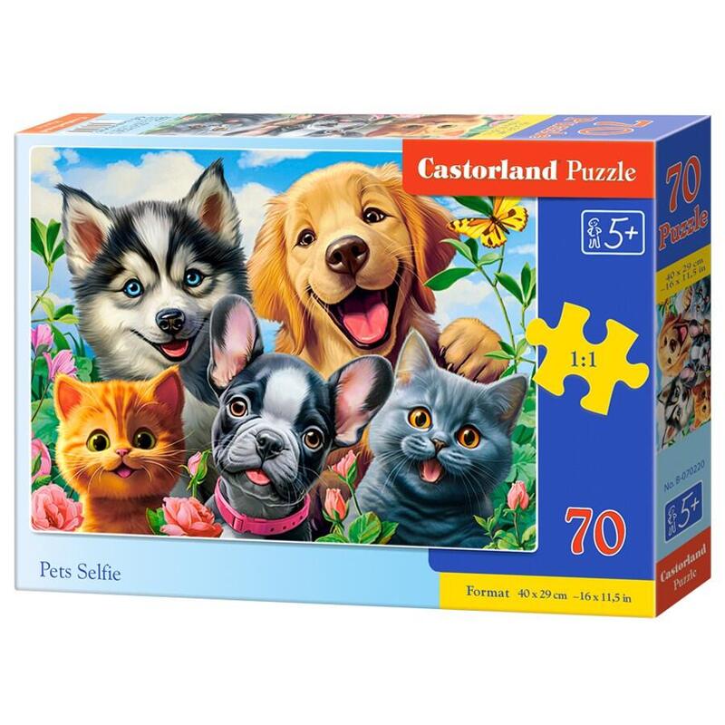 Puzzle 70 Elementów Pieski Kotki Pets Selfie