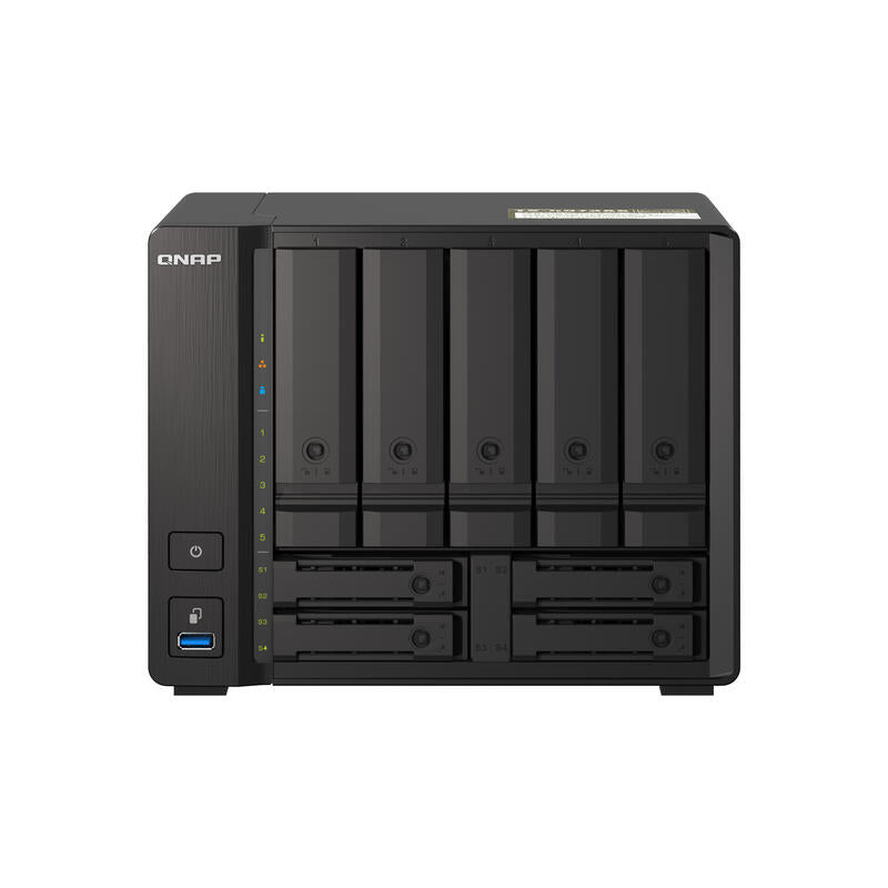 Qnap Ts-H973ax-32g 9-Bay Nas Amd Ryzen V1500b 32gb Ddr4 Sodimm 5x2.5in/3.5in Sata 6gbps + 2x2.5in U.2 Nvme Pcie Gen3 X4