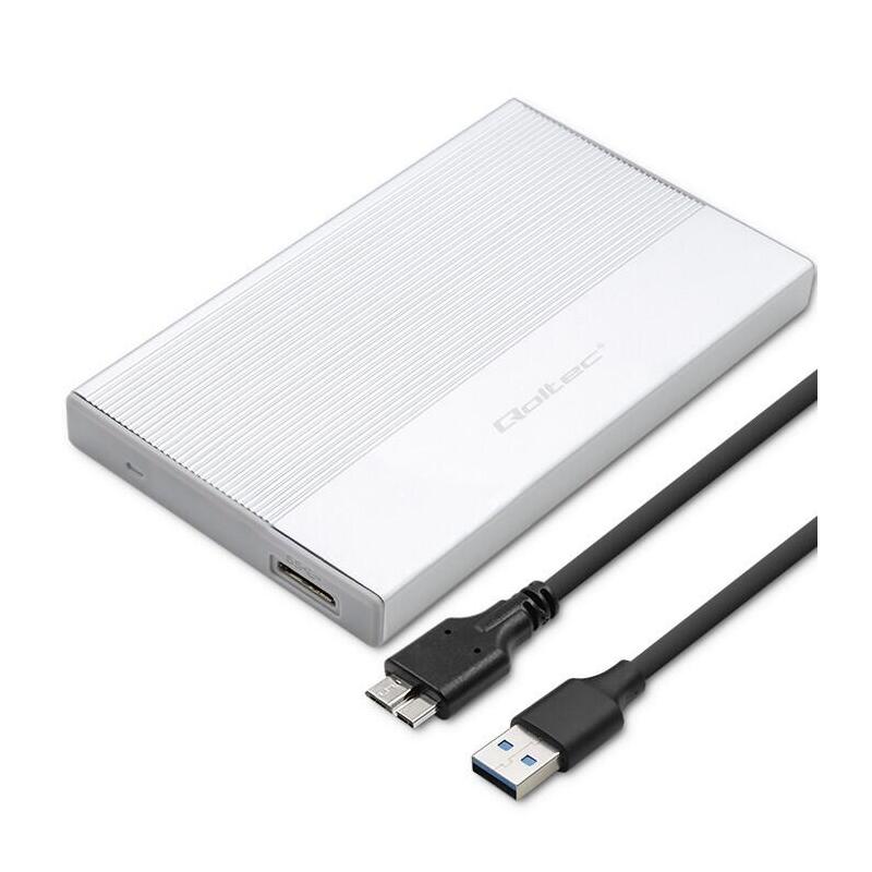 Qoltec 52278 Enclosure Ssd Hdd 2.5 Drive Sata Usb 3.0 Super Speed 5gb S 2tb Silver