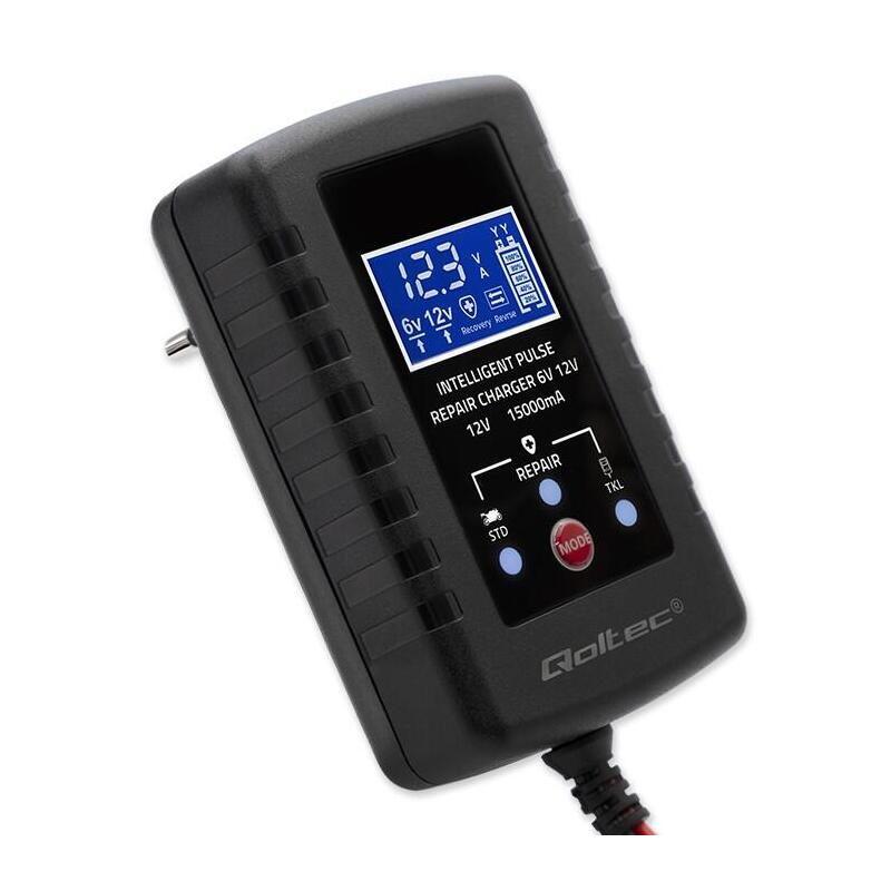 Qoltec 52426 Automatic Charger For Agm Gel Std 6v 12v Battery 2a  Rectifier With Repair Function And Led Display