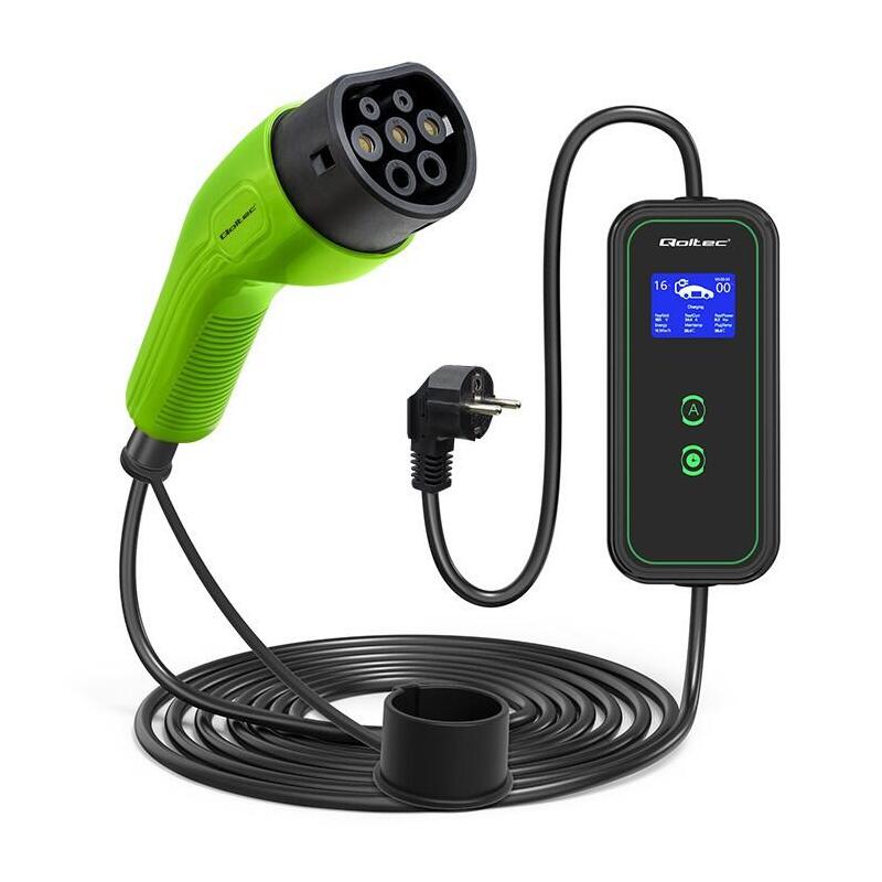 Qoltec 52470 Mobile Charger For Ev 2in1 Type2 3.5kw 230v