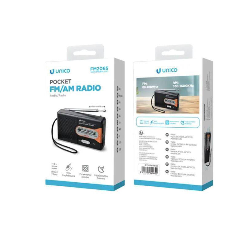 Radio Portátil Unico Fn2065 Dc3v (Aax2) Negro