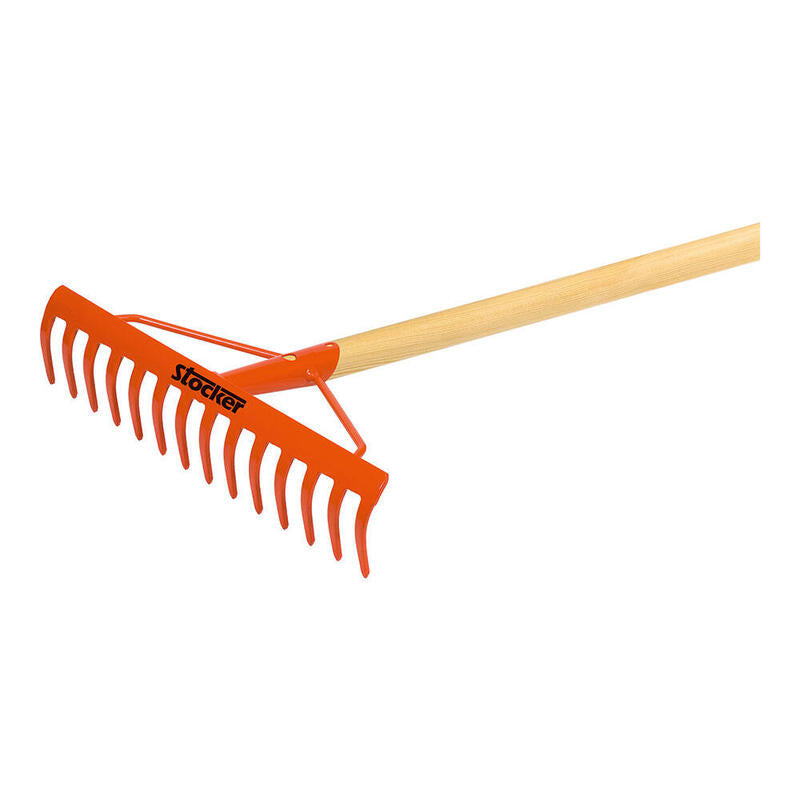 Rastrillo De 14 Dientes Con Mango De Madera De 1,4m. Stocker