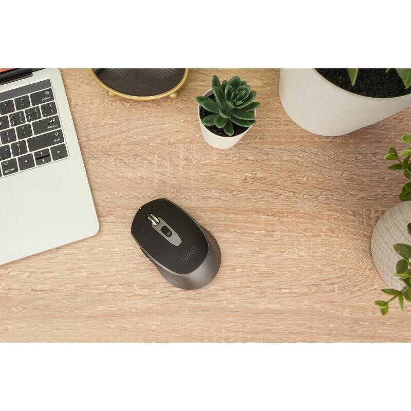 Raton Digitus Wireless Optical Mouse, 6 Botones 1600dpi Negro/Gris