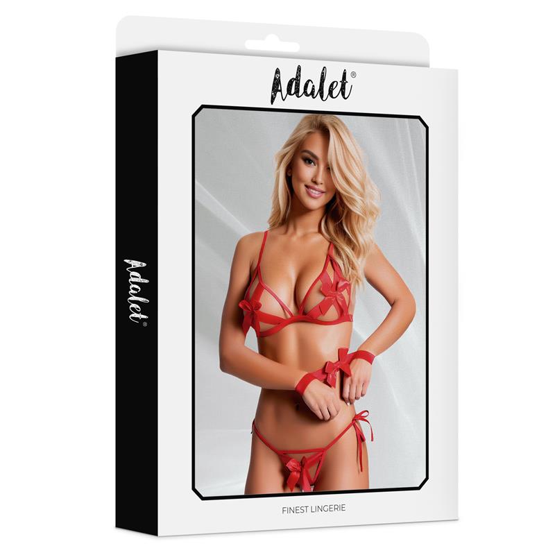 Raven Set Sujetador, Tanga Y Esposas Talla (Interno):S/M