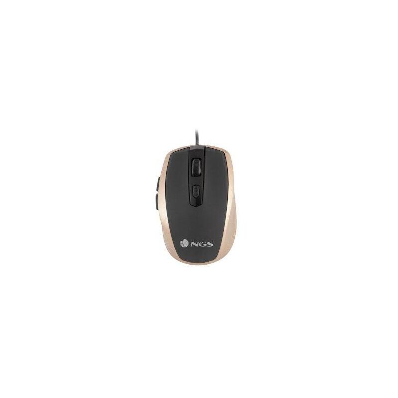 Reacondicionado - (Km0) Mouse Ngs Tick 800/1600dpi Usb 6 Botones Color Oro Cash30