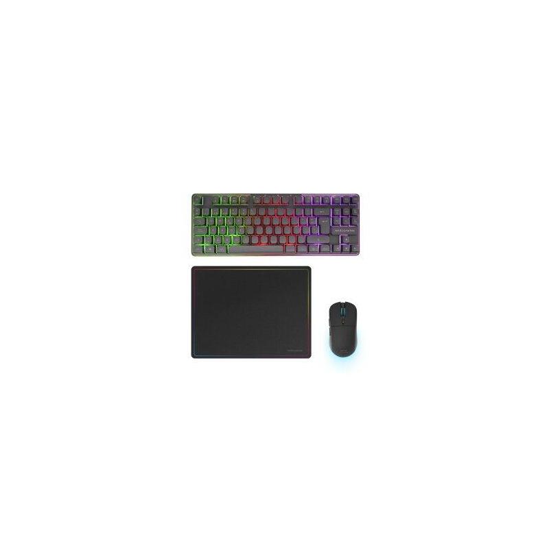 Reacondicionado - (Km0) Teclado Mouse Y Alfombrilla Mars Gaming Mcpwtkles Negro Frgb Rainbow 3200dpi Cash30