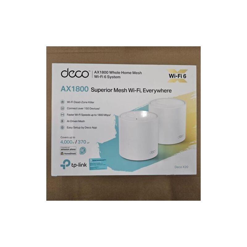 Reacondicionado - [Outlet Grade B] Tp-Link Wi-Fi Router Deco X20 Ac1800 (2pcs), 1800mbps, Lan/Wan, 802.11ac, White Eu 6935364052287-O