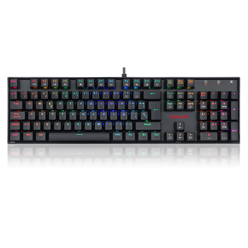 Redragon Mitra Teclado Mecánico Gaming Switch Azul Rgb Español España Negro