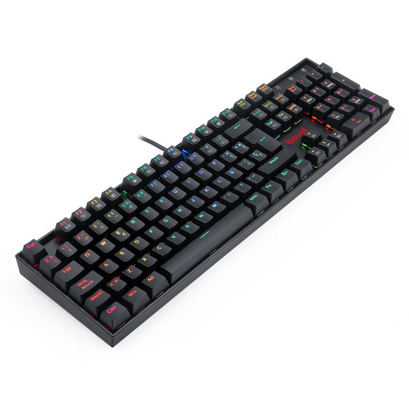 Redragon Mitra Teclado Mecánico Gaming Switch Azul Rgb Español España Negro