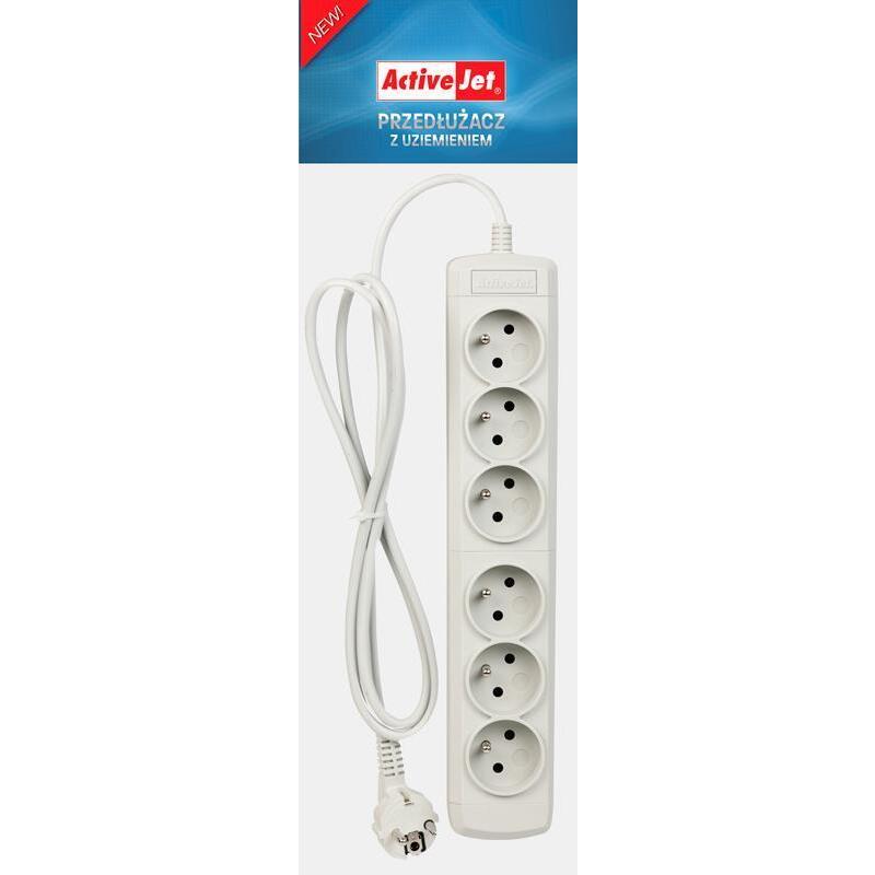 Regleta Activejet 6 Tomas Fr  (3m Color Blanco)