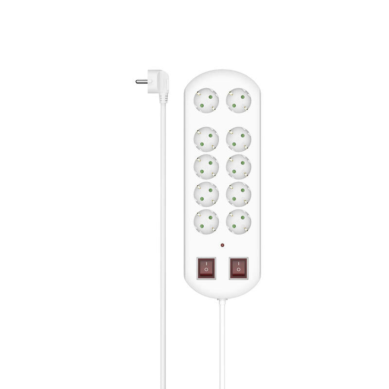 Regleta Hama 10 Tomas C/ Proteccion 2 Interruptores 2m Blanca