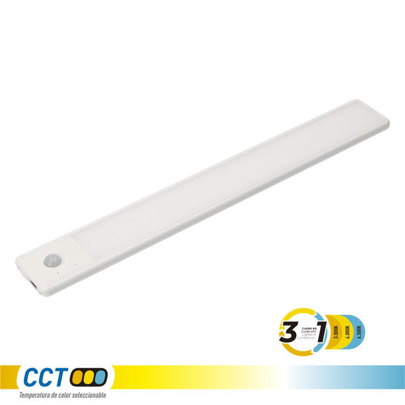 Regleta Led Regulable Y Recargable Con Sensor, Magnética, 1,5 W, 3cct, 1500 Mah, 14 X 40 X 306 Mm