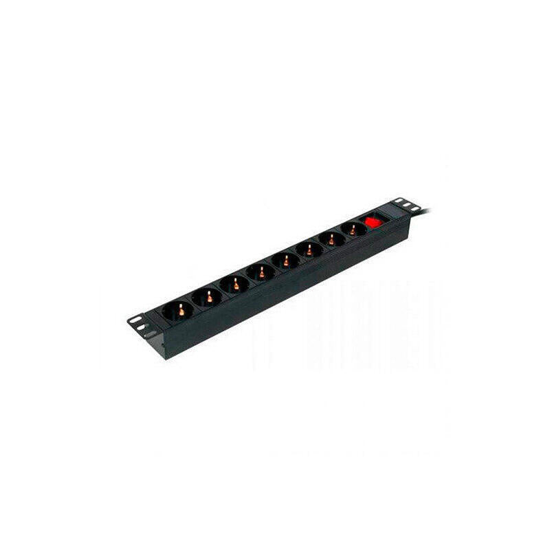 Regleta Rack 8 Tomas 1u Phasak Con Interruptor Pp 1011  / 19 / Sobremesa O Rack / 2m De Cable Pp 1011