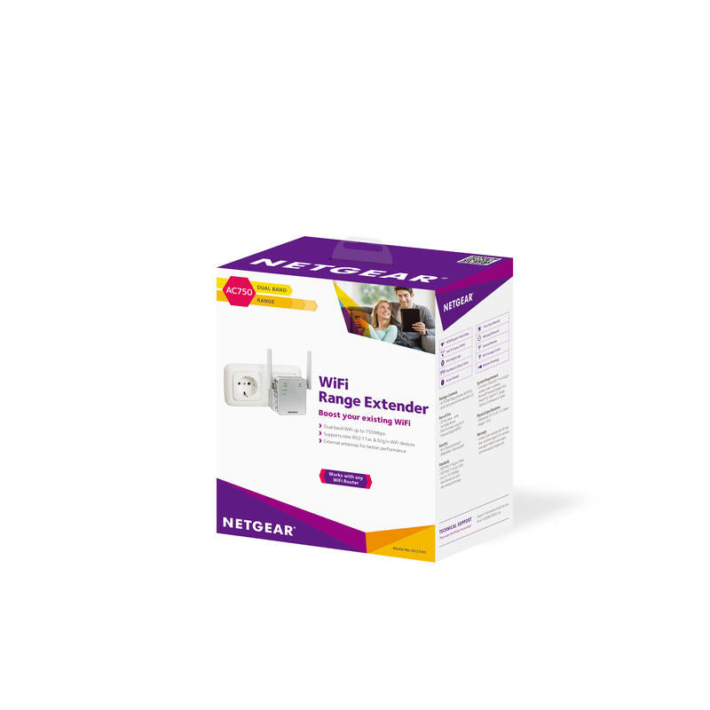 Repetidor Netgear Wlan Ac750 Blanco Ex3700-100pes