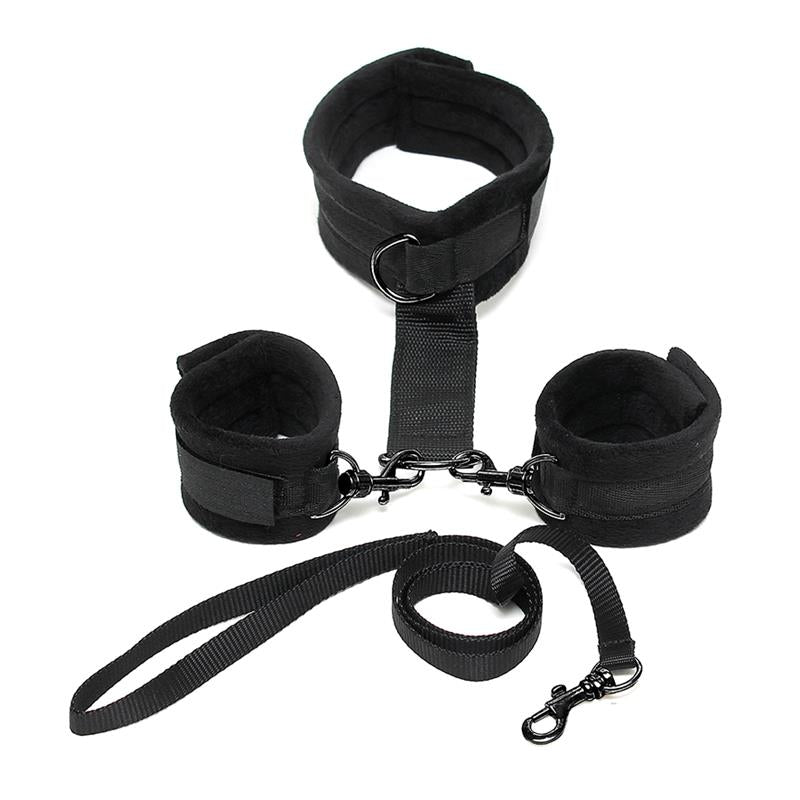 Collar Y Esposas Desmontables  Negro Ajustables