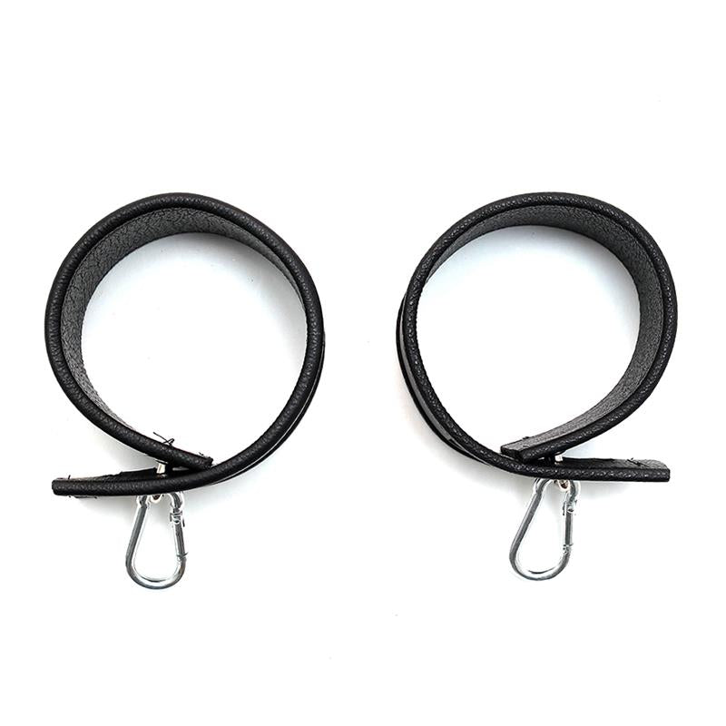 Rimba Bondage Play Esposas Ajustables De Cuero Con Ganchos Carabina
