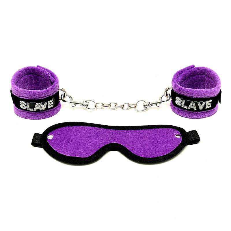 Rimba Bondage Play Esposas Y Antifaz Color Púrpura