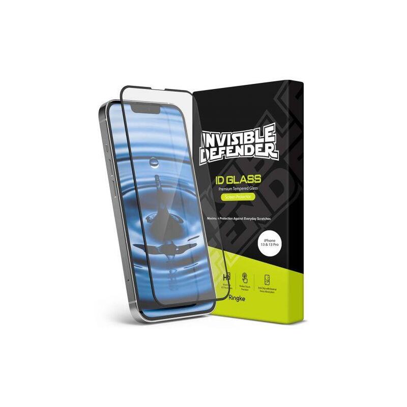 Ringke Iphone 13/13 Pro Screen Protector Invisible Defender Id Tempered Glass Black