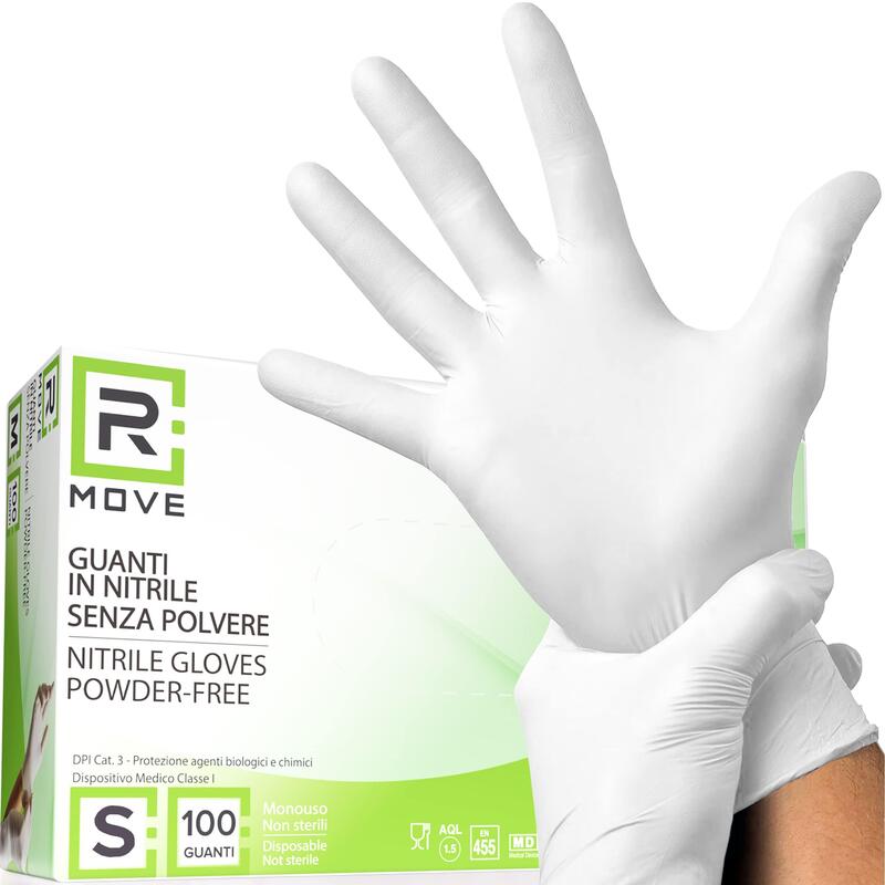 Rmove 1conf. Da 100pz Tg.S - Guanti Nitrile Bianco Uso Medico Senza Polvere