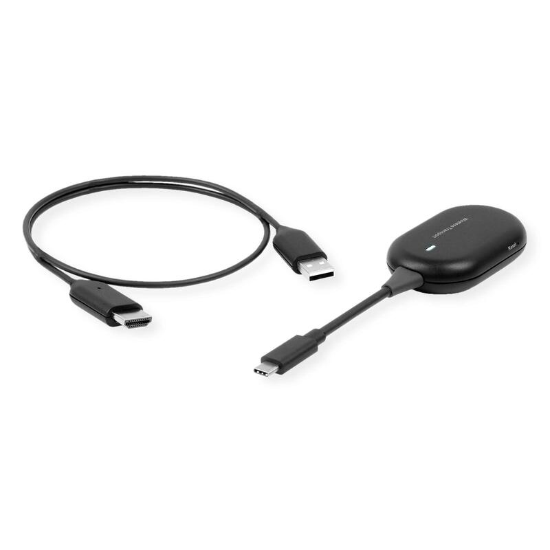 Roline Inalámbrico P2p-Anzeige-Dongle-Set, Tx+Rx, Wireless Usb-C A Hdmi, 1080p, 20 M