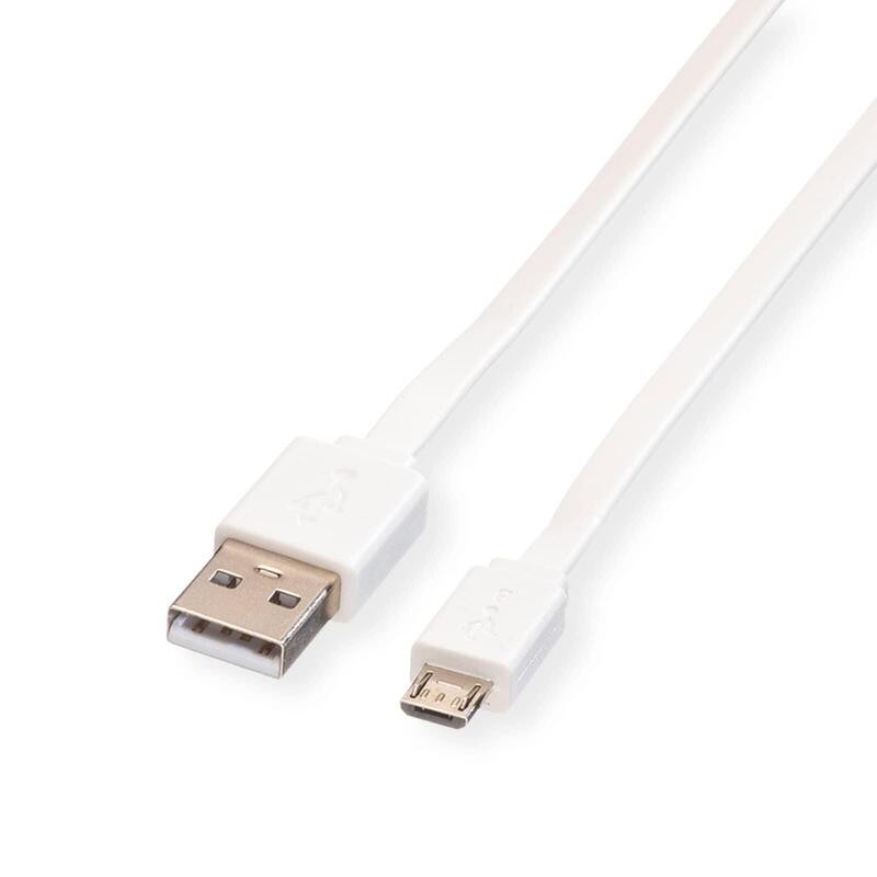 Roline Usb 2.0 Cable, Usb A St - Micro Usb B St, Wei, 1 M