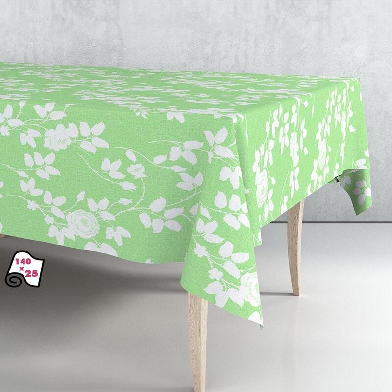 Rollo De Hule Mantel Hojas Verde Claro 140cm X 25m Exma