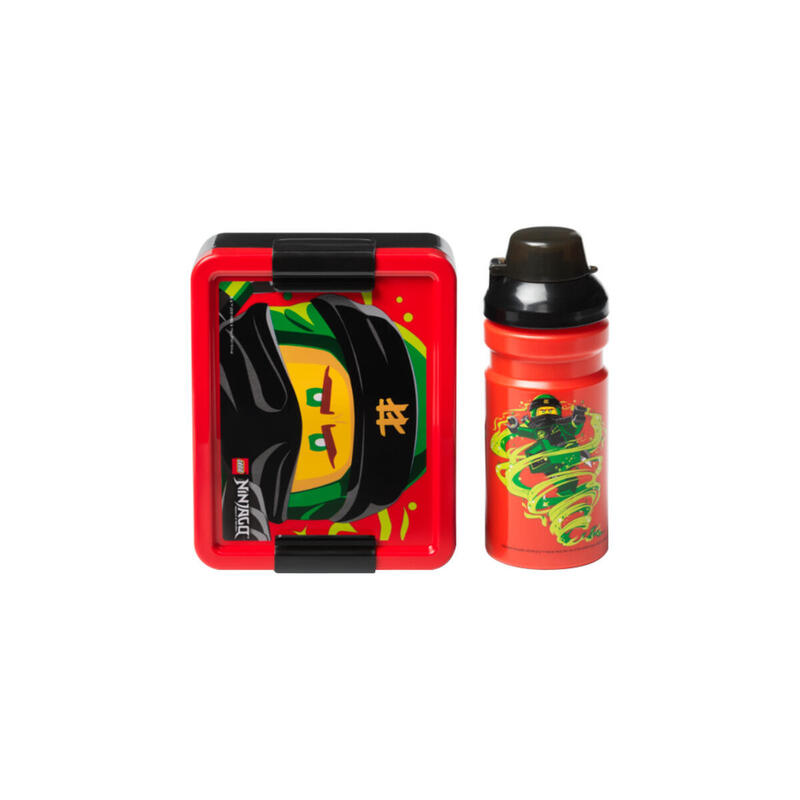 Room Copenhagen Lego Lunch Box Set Ninjago, Vajilla Rojo/Negro, 2 Piezas, Con Botella Para Beber 40581733