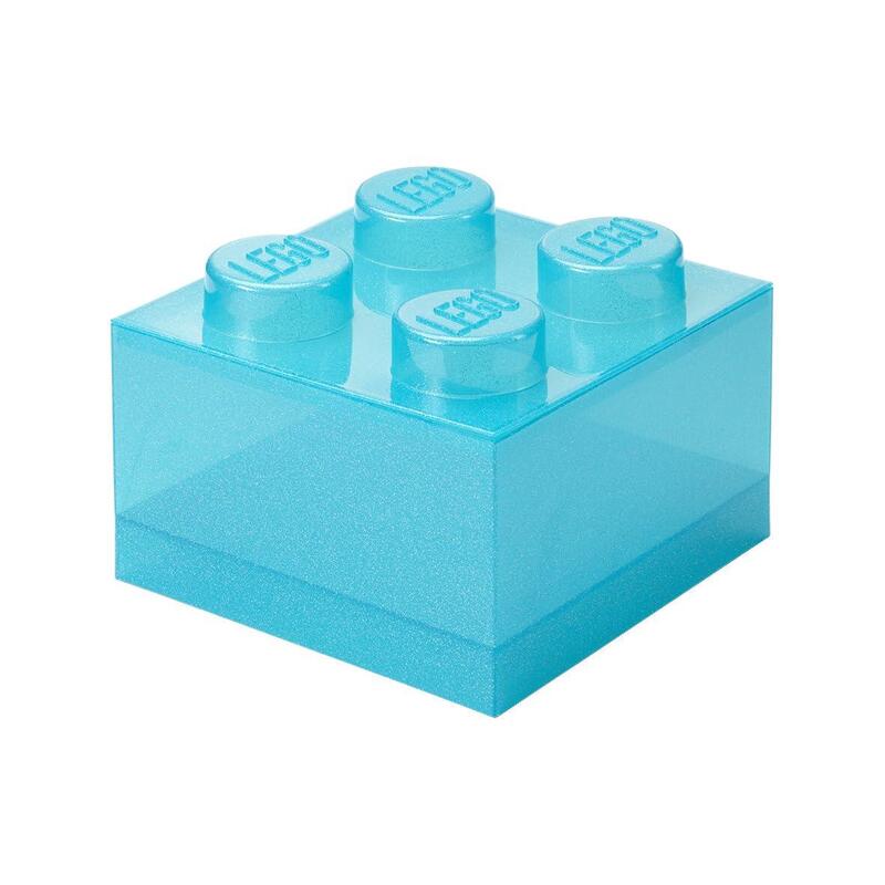 Room Copenhagen Lego Storage Brick 4 Top Lid Glitter, Caja De Almacenamiento Azul Claro/Transparente 40090802