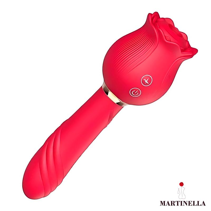 Rosa Con Succion Y Vibrador 2 En 1