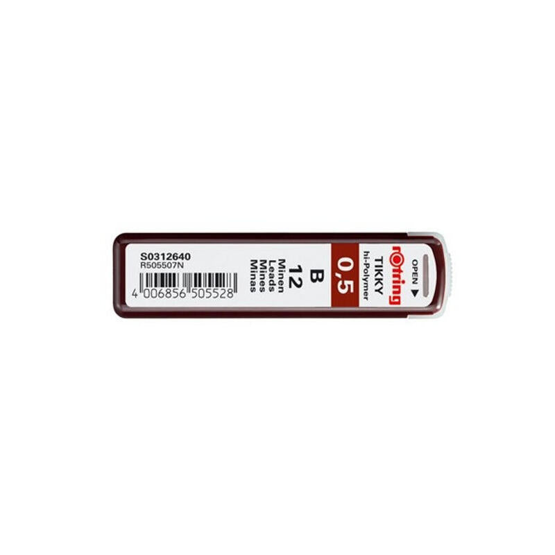 Rotring Estuche De 12 Minas 0,5mm Dureza B