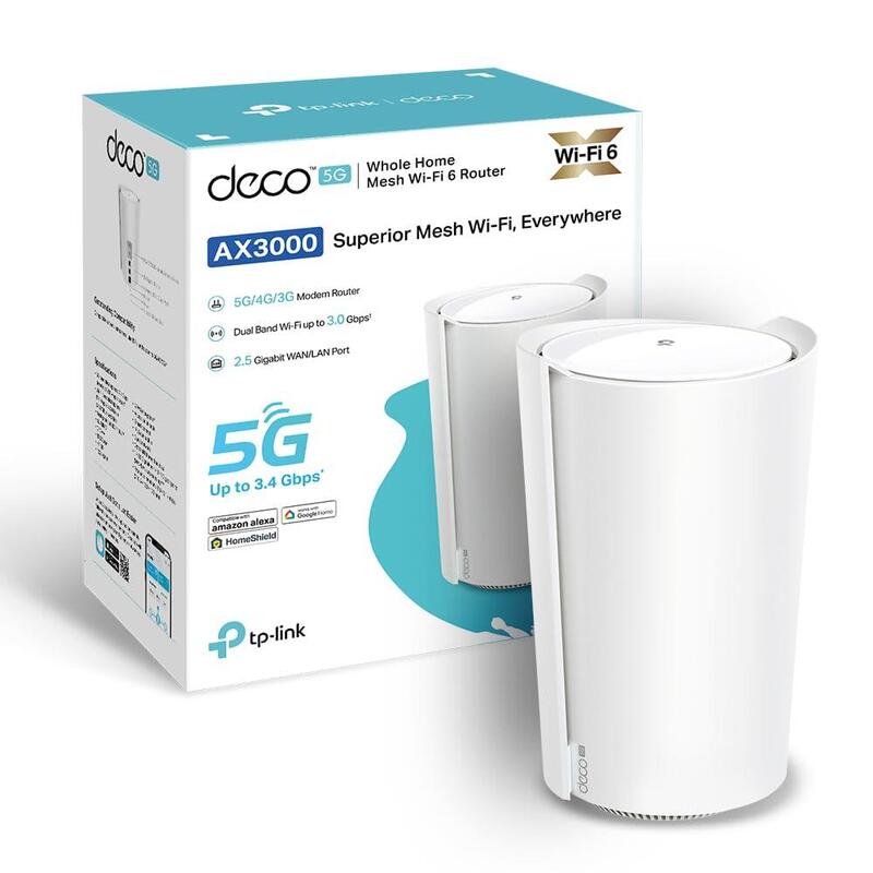 Router  Tp-Link Deco X3000-5g Lte - Wi-Fi 6 Ax3000, Tecnología 5g, 1 × 2, Puerto De 5 Gbps + 2 Puertos Gigabit, Compatible Con Antenas Externas 5g, Soporte De Tecnología De Mesh