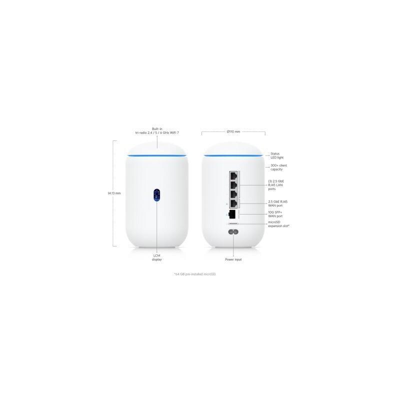 Router(Gateway), Kontroler Unifi, Nvr, Switch Poe, Access Point Wi-Fi 7 Ubiquiti Unifi  (Udr7-Eu)