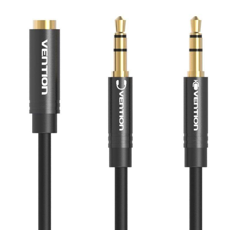 Rozdzielacz Stereo 2x3,5 Mm (Meski) Do 3,5mm (Zenski) Vention Bboby 30cm (Czarny)