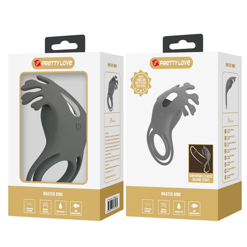 Pretty Love - Ruben Doble Anillo Vibrador Con Estimulador Gris