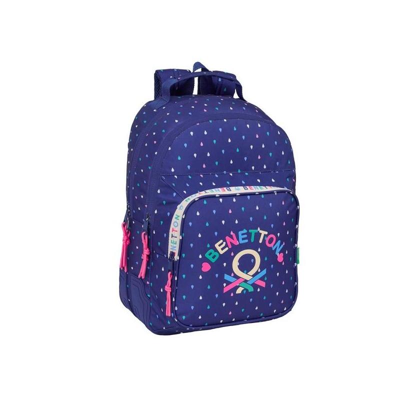 Safta Benetton Drop Mochila Con 2 Compartimentos - Antirozaduras - Adaptable A Carro - Portabotellas - Tirador Doble -