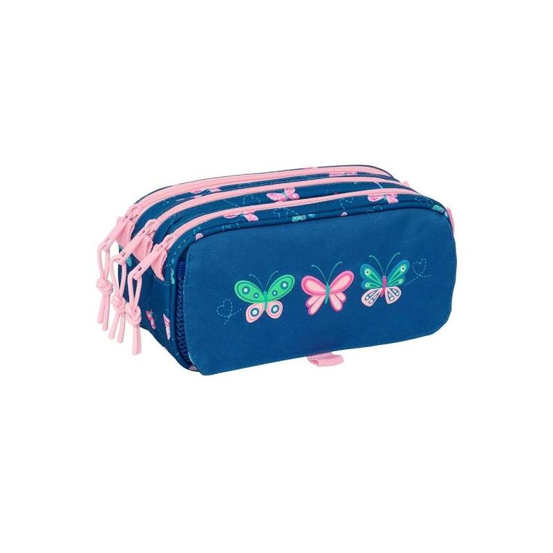 Safta Blackfit8 Mariposas Portatodo - 3 Compartimentos Con Cremalleras - Bolsillo Frontal - Cinta Adaptable - 1.72l -