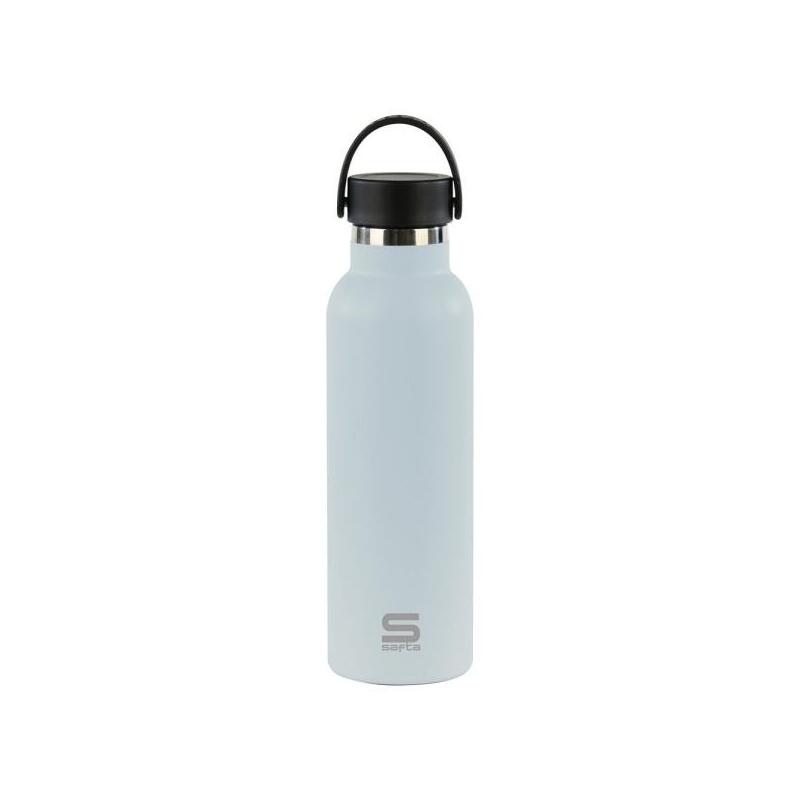 Safta Botella Termo De 600ml - Acero Inoxidable - Base De Silicona Antideslizante - Asa Superior - Azul Claro
