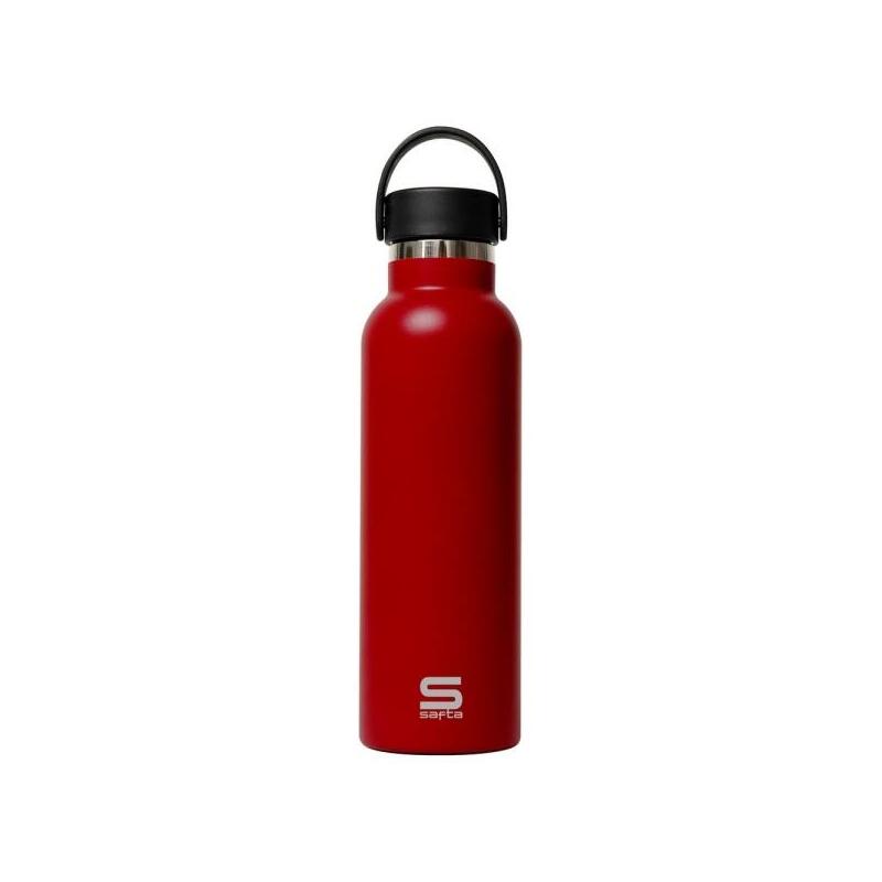 Safta Botella Termo De 600ml - Acero Inoxidable - Base De Silicona Antideslizante - Asa Superior - Rojo