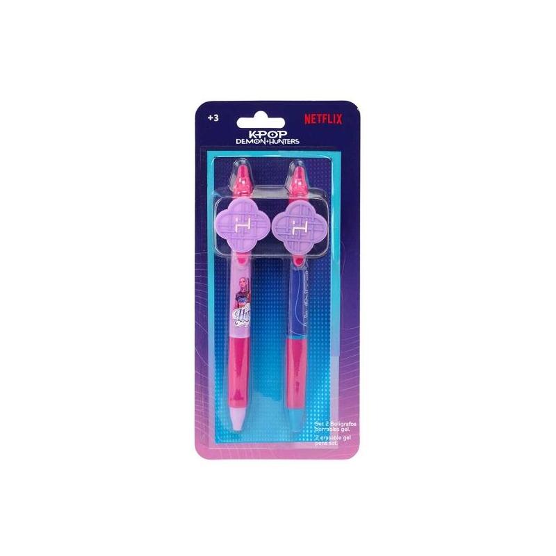 Safta K-Pop Demon Hunters Pack De 2 Boligrafos Borrables - Presentado En Blister - Tinta De Calidad - Ergonomicos -
