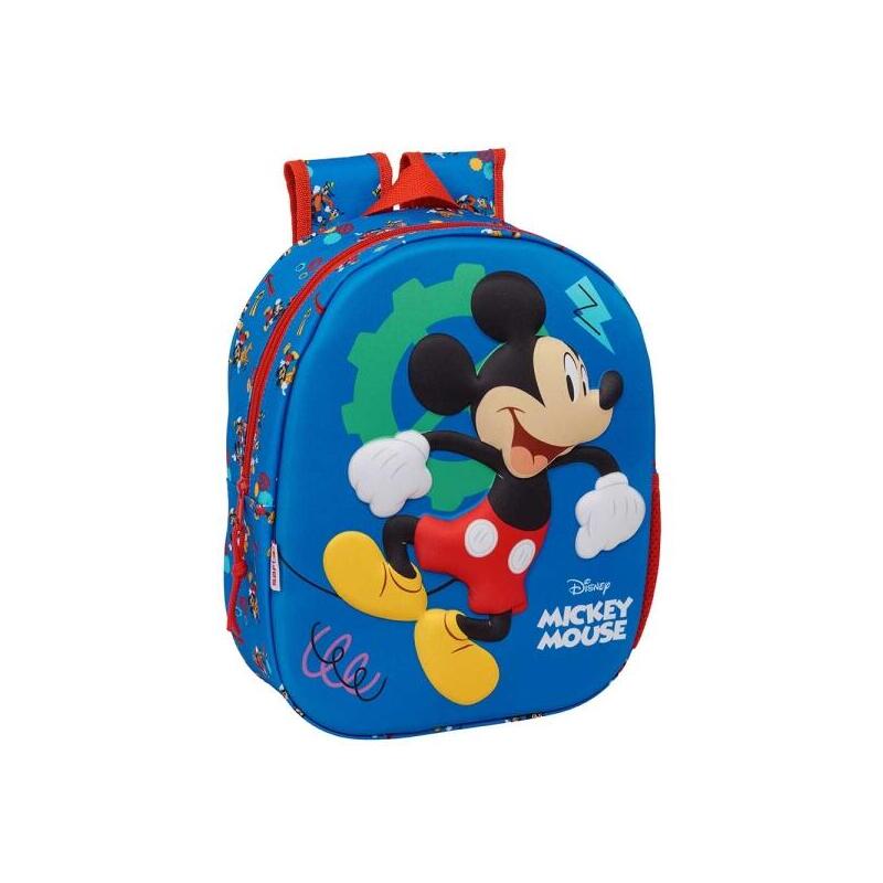 Safta Mickey Mouse Mochila 3d - Portabotellas - Hombreras Acolchadas - Asa De Mano Superior - 27x33x10cm - Azul