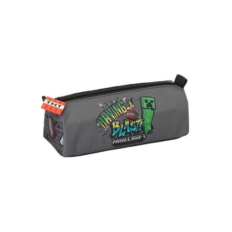 Safta Minecraft Graffiti Portatodo - 1 Compartimento Con Cremallera - 21x8x7cm - Gris