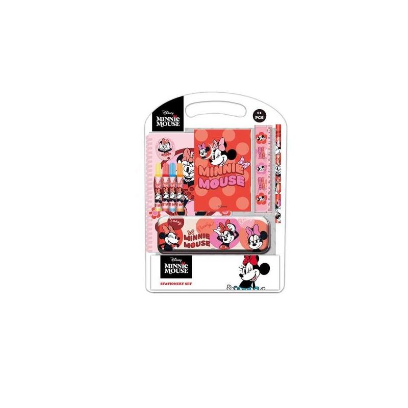 Safta Minnie Mouse Naive Pack Escolar Con Plumier Metalico - Lapiz - 4 Rotuladores - Regla 15cm - Sacapuntas - Goma -