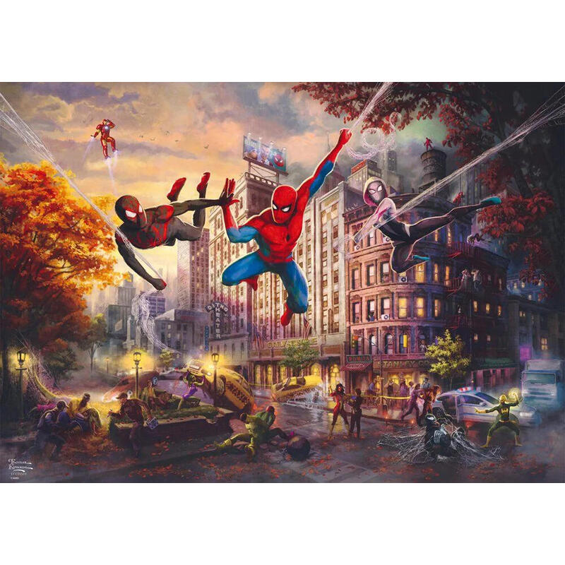 Schmidt Spiele Thomas Kinkade Studios: Marvel Spider-Man & Friends - The Ultimate Alliance, Rompecabezas De 1000 Piezas 59957