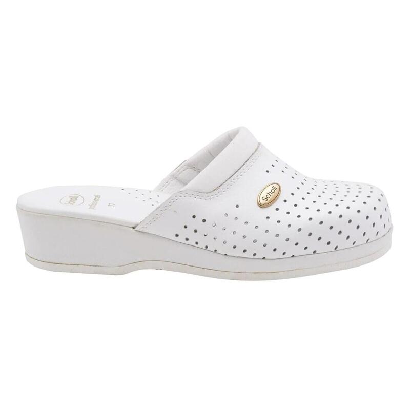 Scholl Clog Backguard - Zuecos Blancos De Mujer, Talla 38
