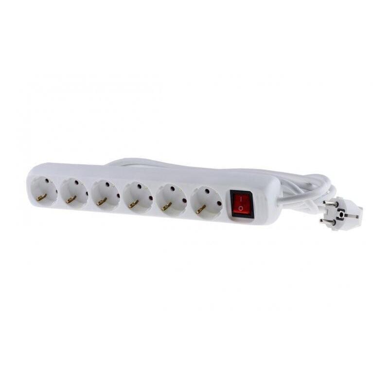 Schuko StikdSe Med 6 Udtag  M/Jord, M. Afbryder 5,0m