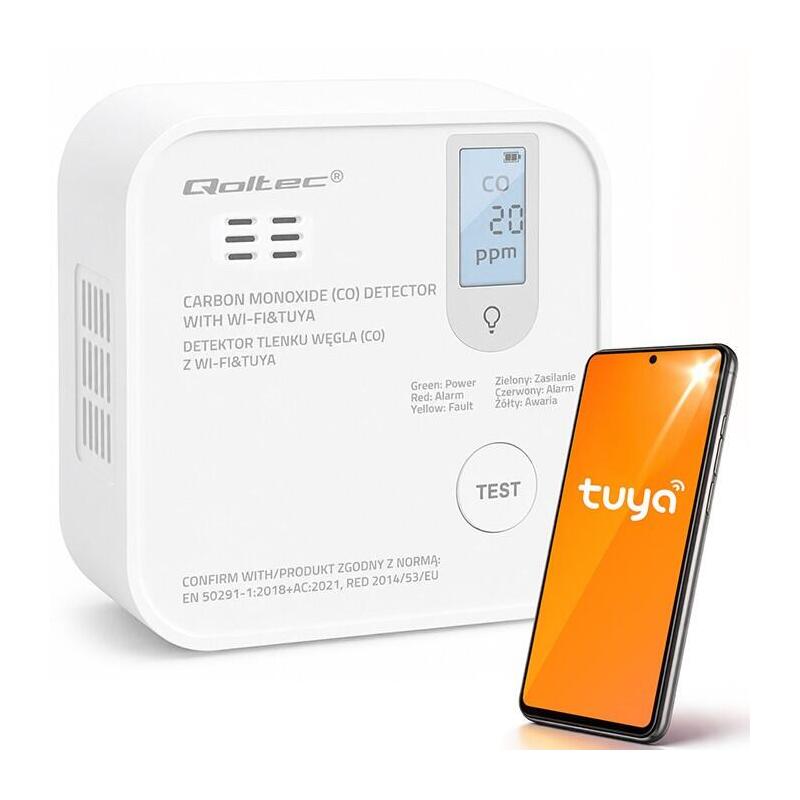 Sensor Tlenku Carbón (Czadu) Detektor Co Tuya Wi-Fi Led