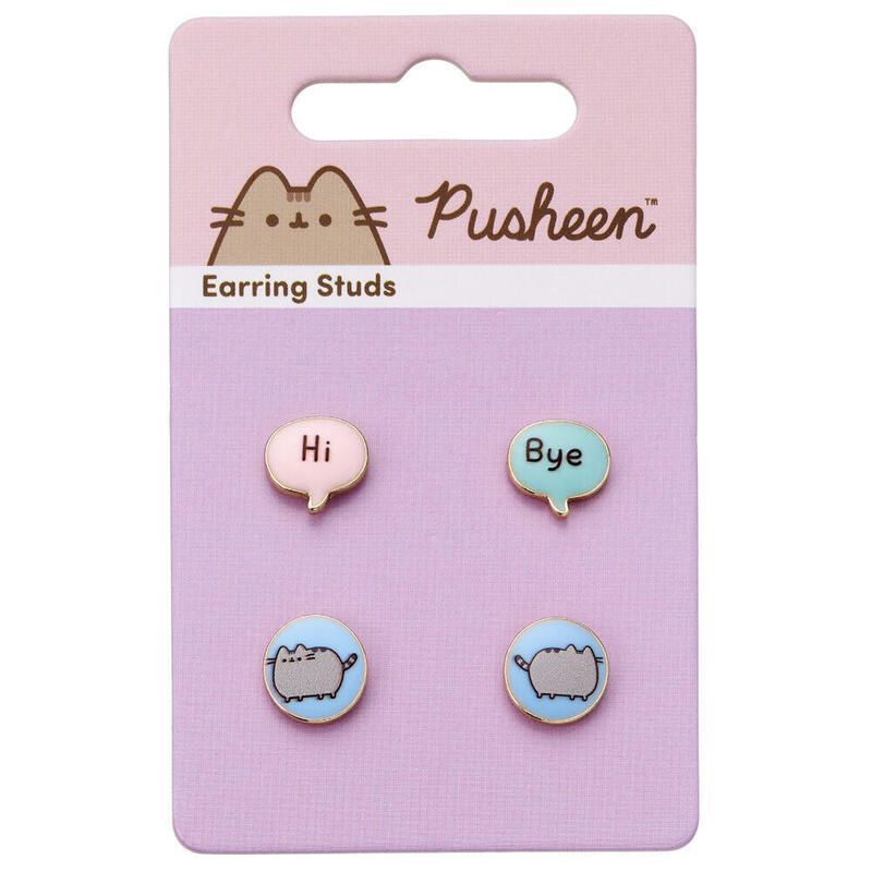 Set 3 Pares Pendientes Hi Bye Pusheen